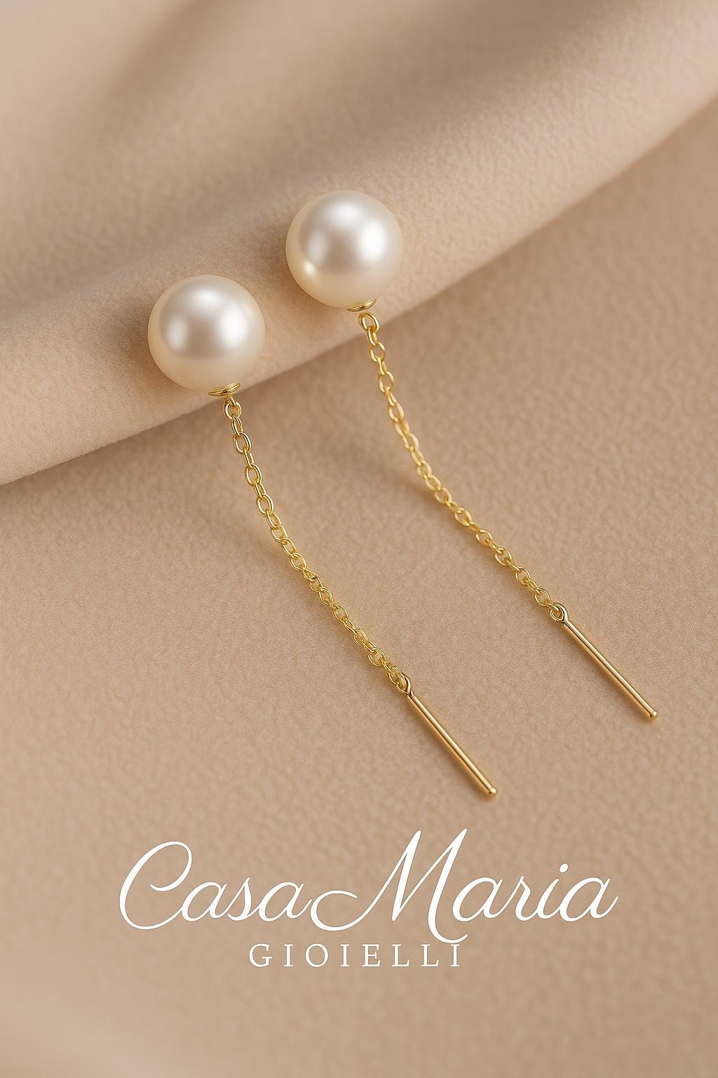 18K Solid Gold Freshwater Pearl Tassel Earrings - Casa Maria Gioielli
