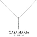 10K White Gold Bar Necklace: Lab Grown Diamond & Emerald Pendant