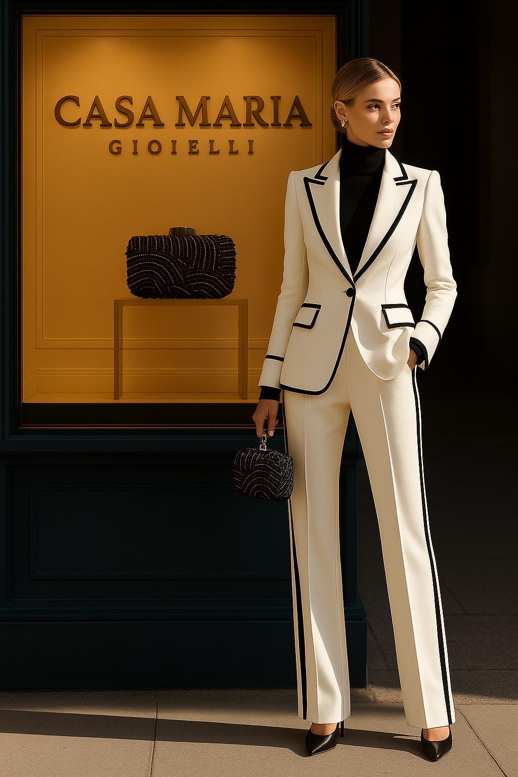 Pochette Gioiello Nera | Black Jewel Clutch Timeless Elegance | Casa Maria