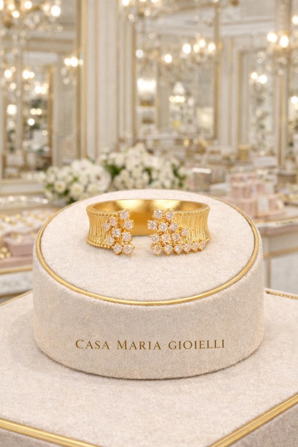 24K Gold Lab Grown Diamond Ring | Casa Maria Gioielli