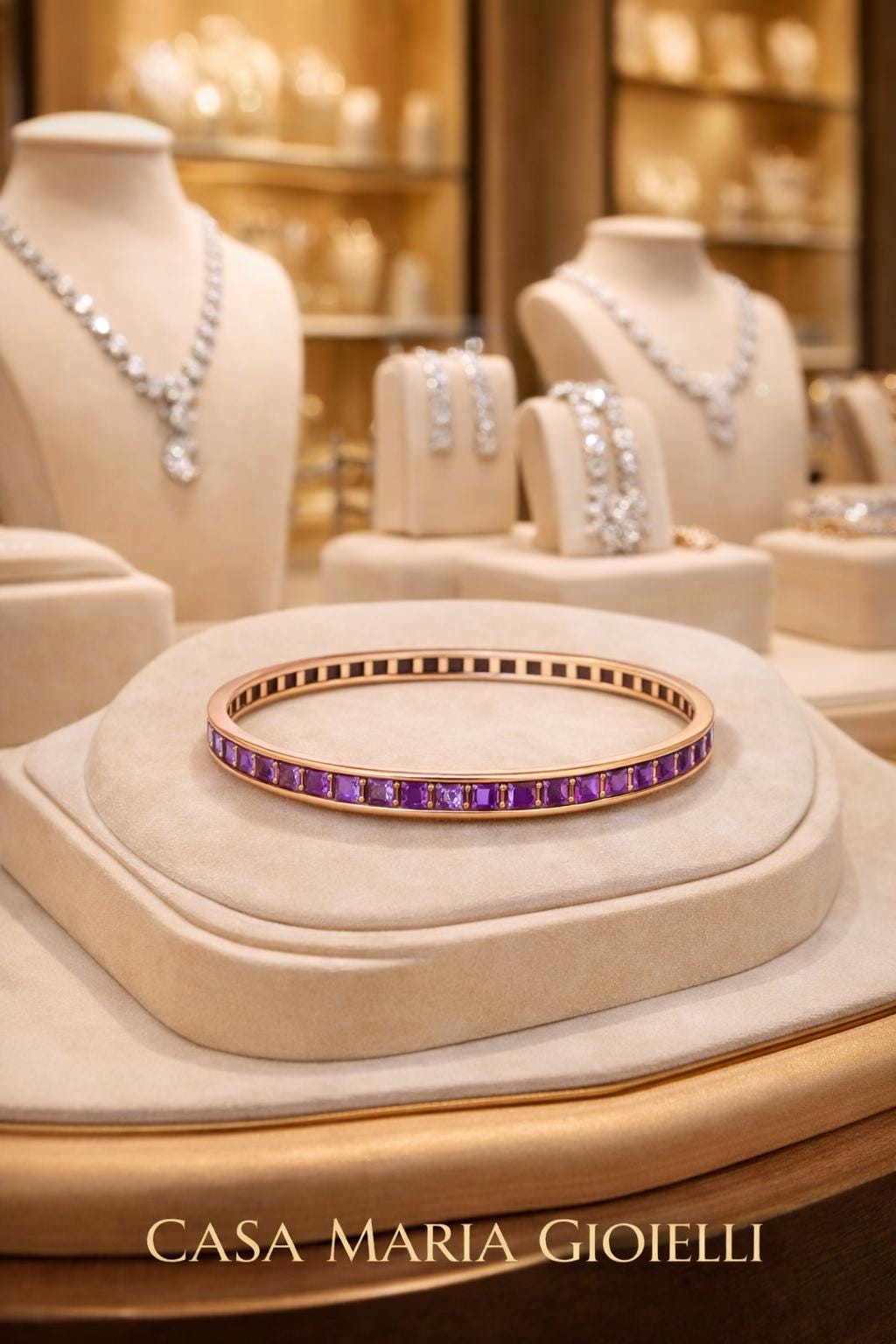Incanto Viola Bracelet | 24K Rose Gold DL 5K | Lab Grown Amethyst | Casa Maria Gioielli