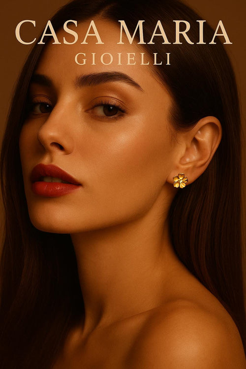 14K Gold Floral Stud Earrings: Lab Grown Diamond Petal Design