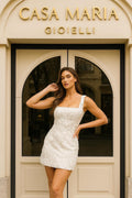 Fior di Perla Mini Dress | Feminine Elegance Luminous White Tone | Casa Maria Gioielli