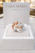 Rose Gold Sterling Silver Ring | Lab Grown Diamond Ring, Casa Maria Gioielli