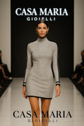 Lusso Grigio Mini Dress Suede Elegant Sculptural Silhouette