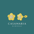 Margherita d’Oro Stud Earrings 14K Yellow Gold CZ Diamonds - Casa Maria Gioielli